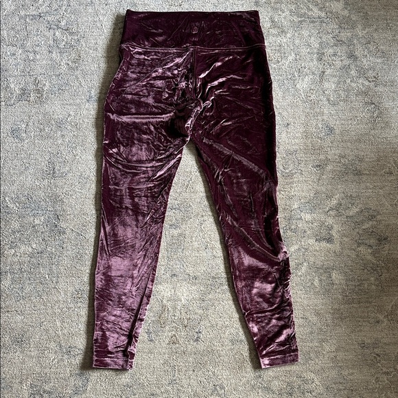 Lululemon size 12 wunder lounge HR tight plum colored, crushed velour - Picture 2 of 6